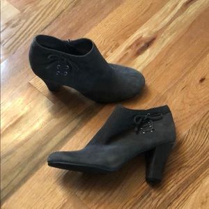 Gray Velvet Ankle Booties